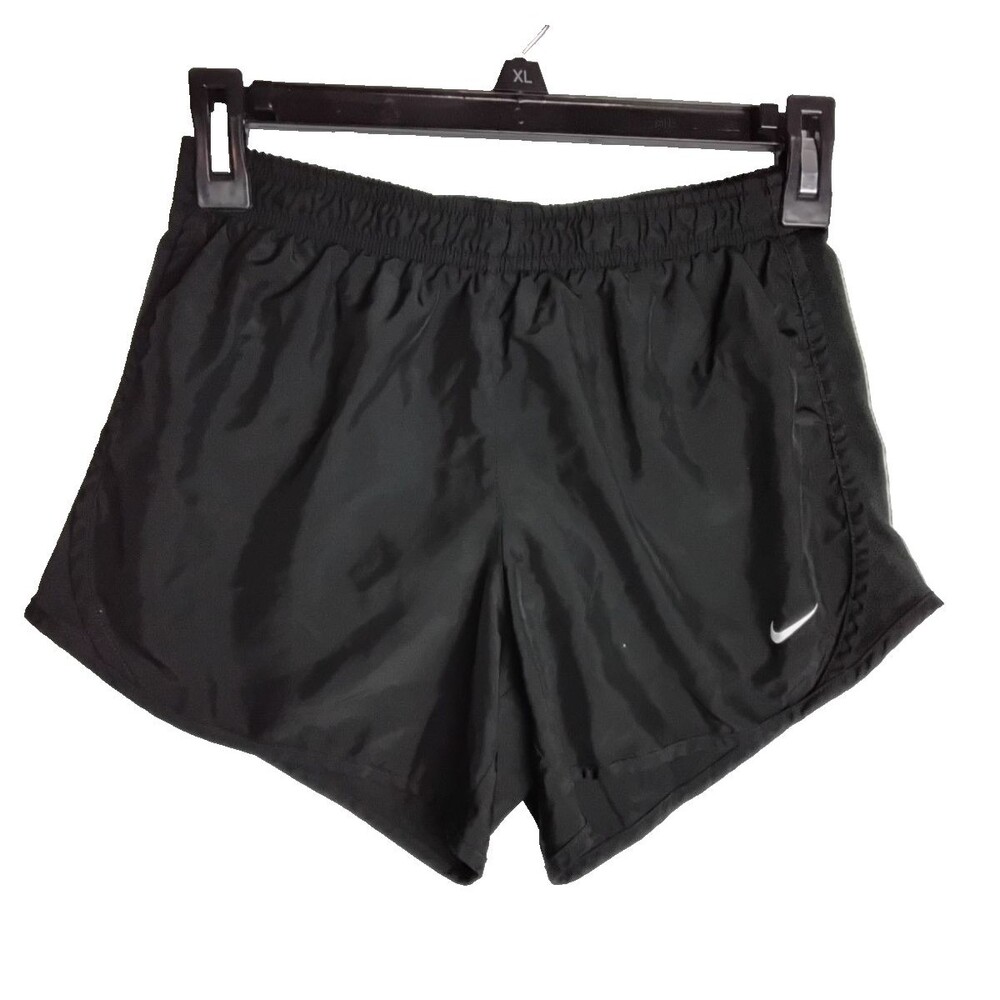 NIKE DRI-FIT Size L Youth BLK Lined Stretch Waist Breathable Running Shorts 440